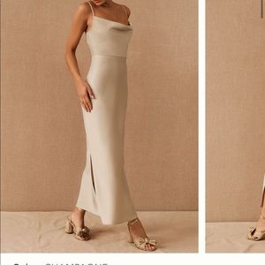 BHLDN champagne cali satin charmeuse dress size 4